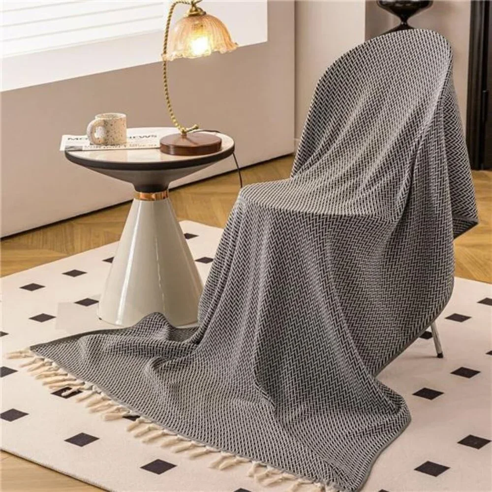 NEW West Elm Boho Black & White Turkish Cotton Throw Blanket Bedding - 60